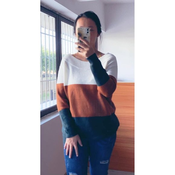 Shirley & Stone Color Block Off The Shoulder Sweater - Picture 7 of 7